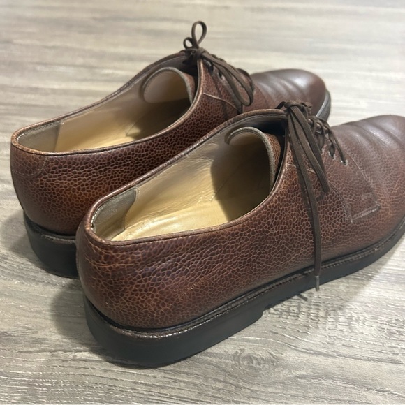 Salvatore Ferragamo Brown Pebbled Leather Derby Dress Shoes main image 9